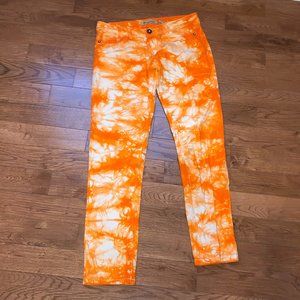 Emperial Orange Tie-Dye Jeans, size 9, Left handed.